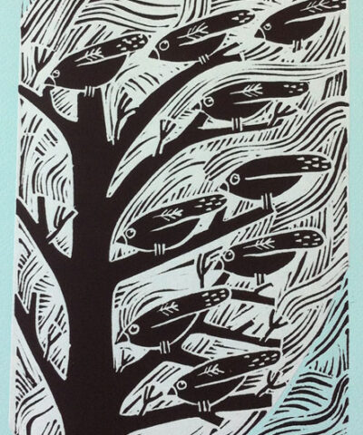 Alternative view of Waiting to Fly - aquamarine. One print available unframed