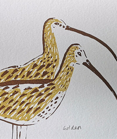 Golden. Gold ink