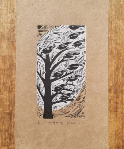 Alternative view of Waiting to Fly. Handmade Himalayan paper.