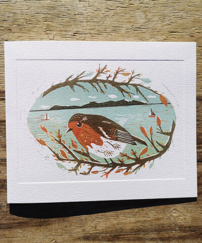 New Beginnings. Robin greetings card printed by Art Angels