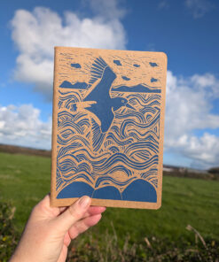 Hand printed Oystercatcher note/sketchbook, blue