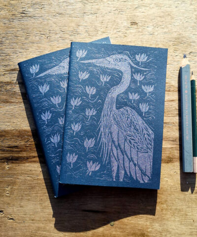 2 x hand printed Heron note/sketchbook's. Off white