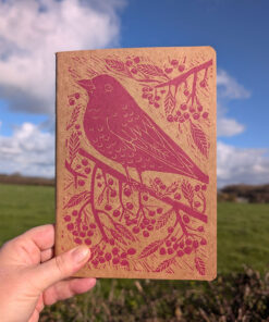 Hand printed Blackbird note/sketchbook. Pink