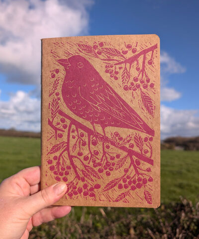 Hand printed cotton tote bag and Blackbird notebook - Image 3