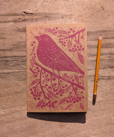Alternative view of Hand printed Blackbird note/sketchbook. Pink