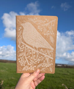 Hand printed Blackbird note/sketchbook, white
