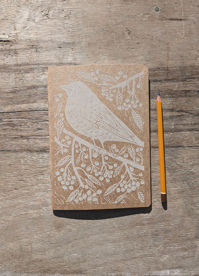 Hand printed Blackbird note/sketchbook, white - Image 2