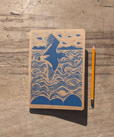 Alternative view of Hand printed Oystercatcher note/sketchbook, blue