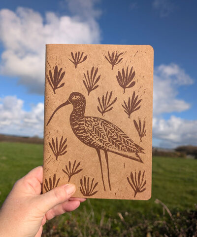 Mrs Curlew. Hand printed note/sketchbook. Brown
