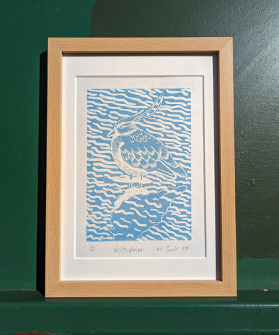 Reflection. Unframed Lapwing linocut - Image 3