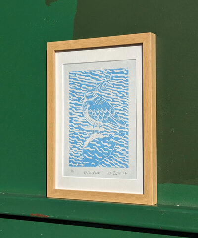Reflection. Unframed Lapwing linocut - Image 2