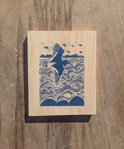Alternative view of Fly High 3. Screenprint on a wooden panel.