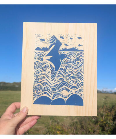Fly High 3. Screenprint on a wooden panel.