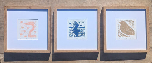 3 x framed screenprints. Rest, Gather, Strength