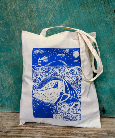 Alternative view of Hand printed cotton tote bag and Heron notebook