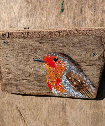 Alwyn, Robin detail on Welsh driftwood.