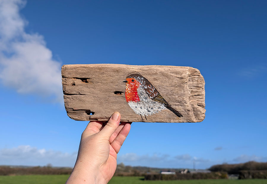 Elin the Robin. Sussex driftwood