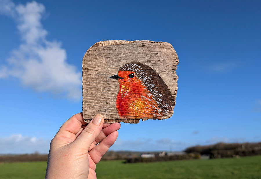 Marjorie, Robin detail. Welsh driftwood - Image 2