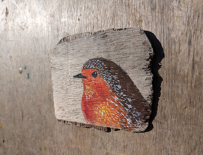 Marjorie, Robin detail. Welsh driftwood - Image 3