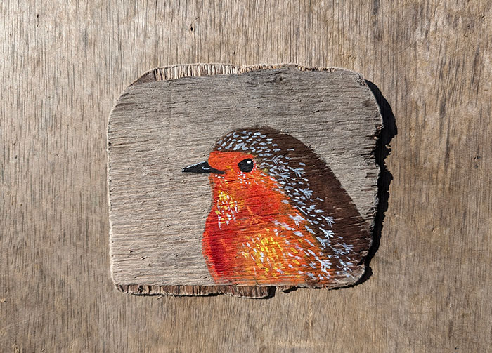 Marjorie, Robin detail. Welsh driftwood