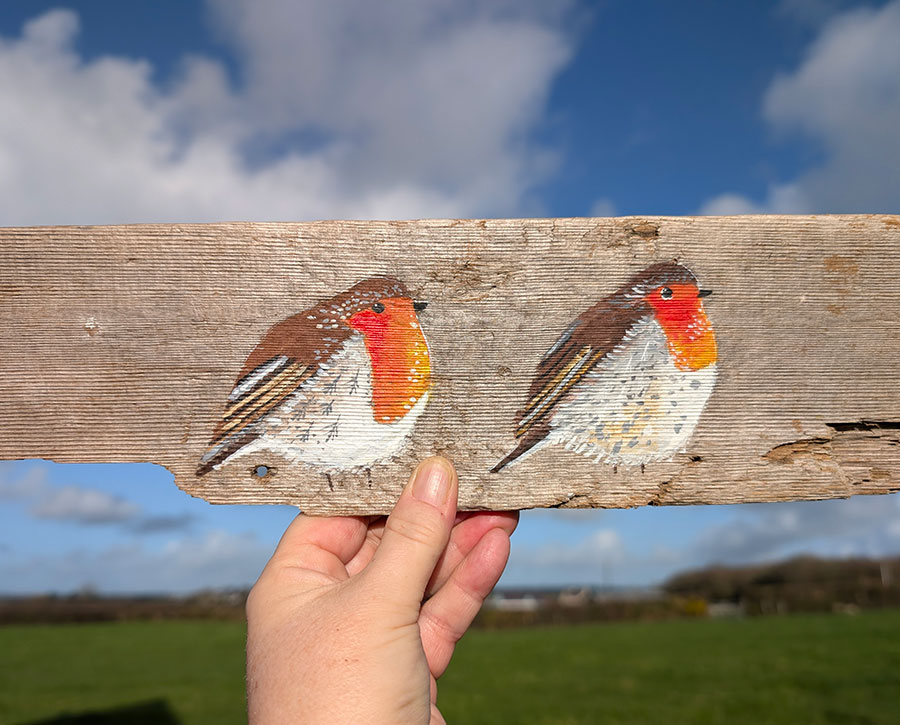 Double Trouble, Robin pair. Welsh driftwood. Currently reserved - Image 2