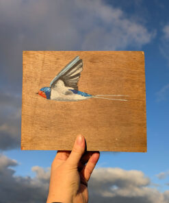 I'm on my way. Swallow painting on Sussex driftwood