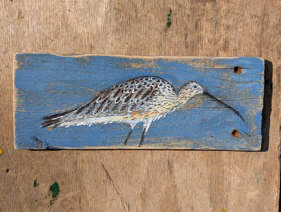Lillith the Curlew. Reclaimed Welsh wood