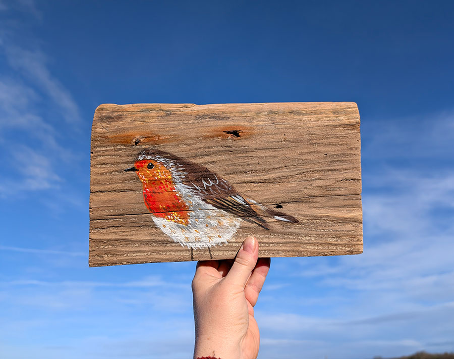 Joan the Robin. Sussex driftwood