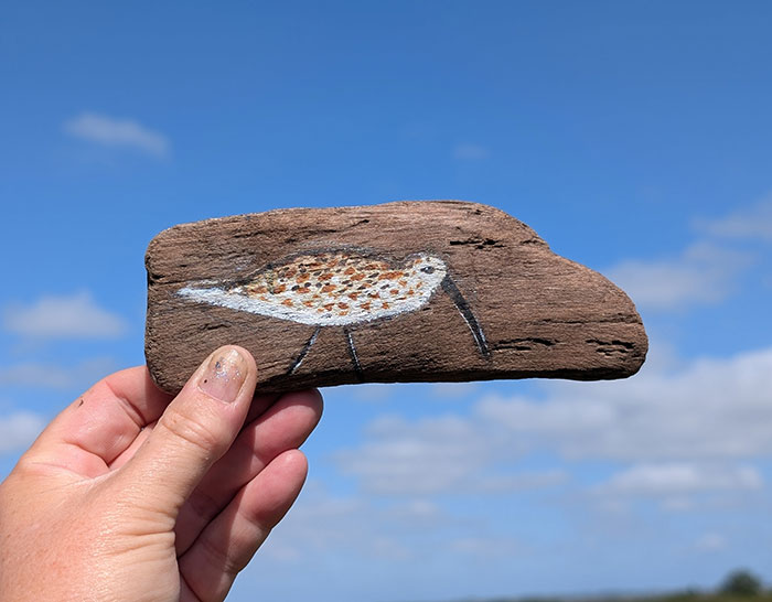 Cynthia loved a stroll. Miniature painting on Sussex driftwood
