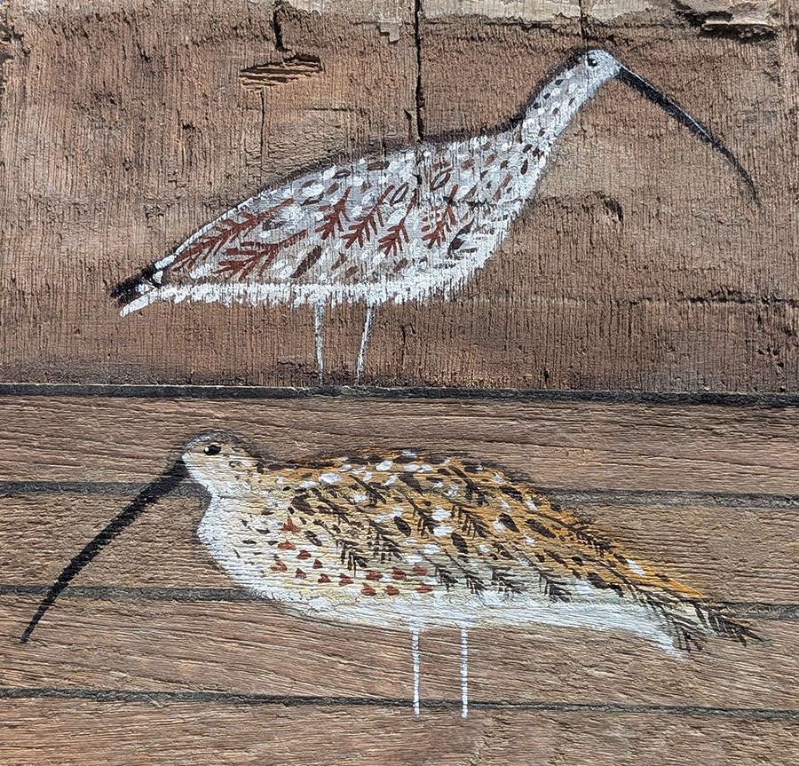 You and me, me and you. Curlew painting on Welsh driftwood - Image 3