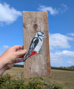 Alternative view of Clyde the Woodpecker. Essex driftwood