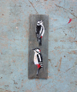 Ying and Yang. A pair of woodpeckers painted on The Isle of Colonsay wood - Image 3