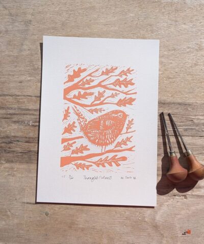 Thoughtfulness. Variable edition. Peach ink